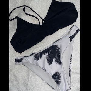 SHEIN Palm Black/White Bikini